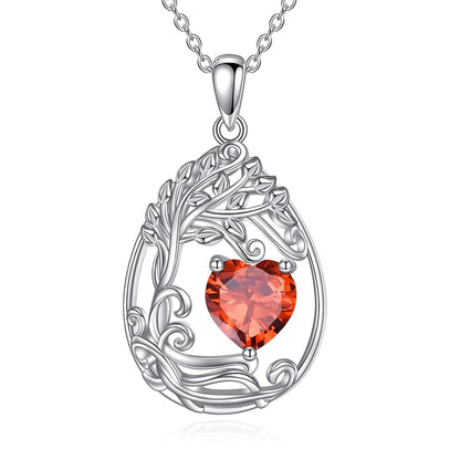 925 Silver Gold Plated Gemstone Tree Life Pendant Necklace