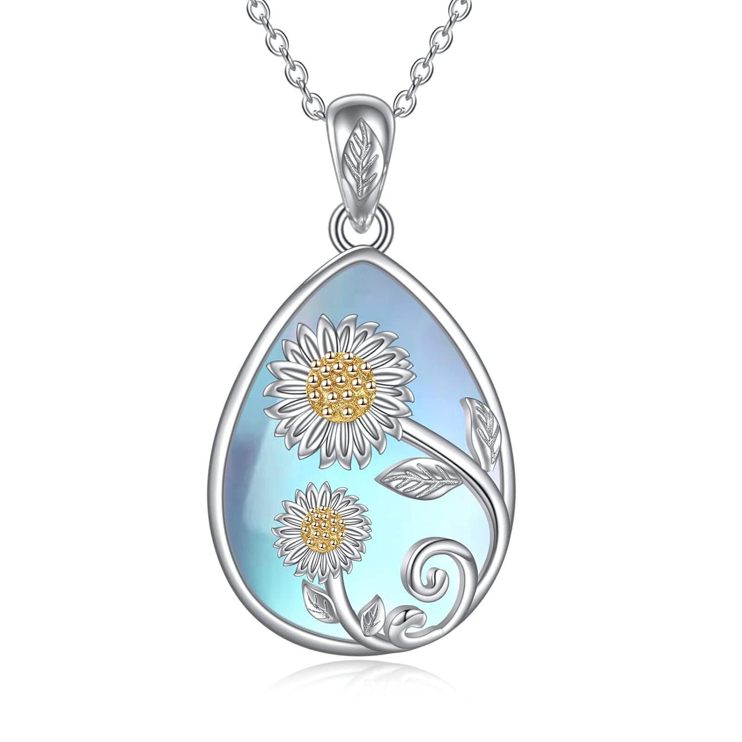 925 Sterling Silver Filigree Teardrop Pendant Necklace for Women