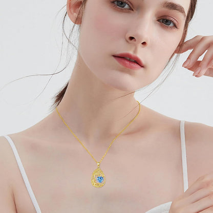 925 Silver Gold Plated Gemstone Tree Life Pendant Necklace