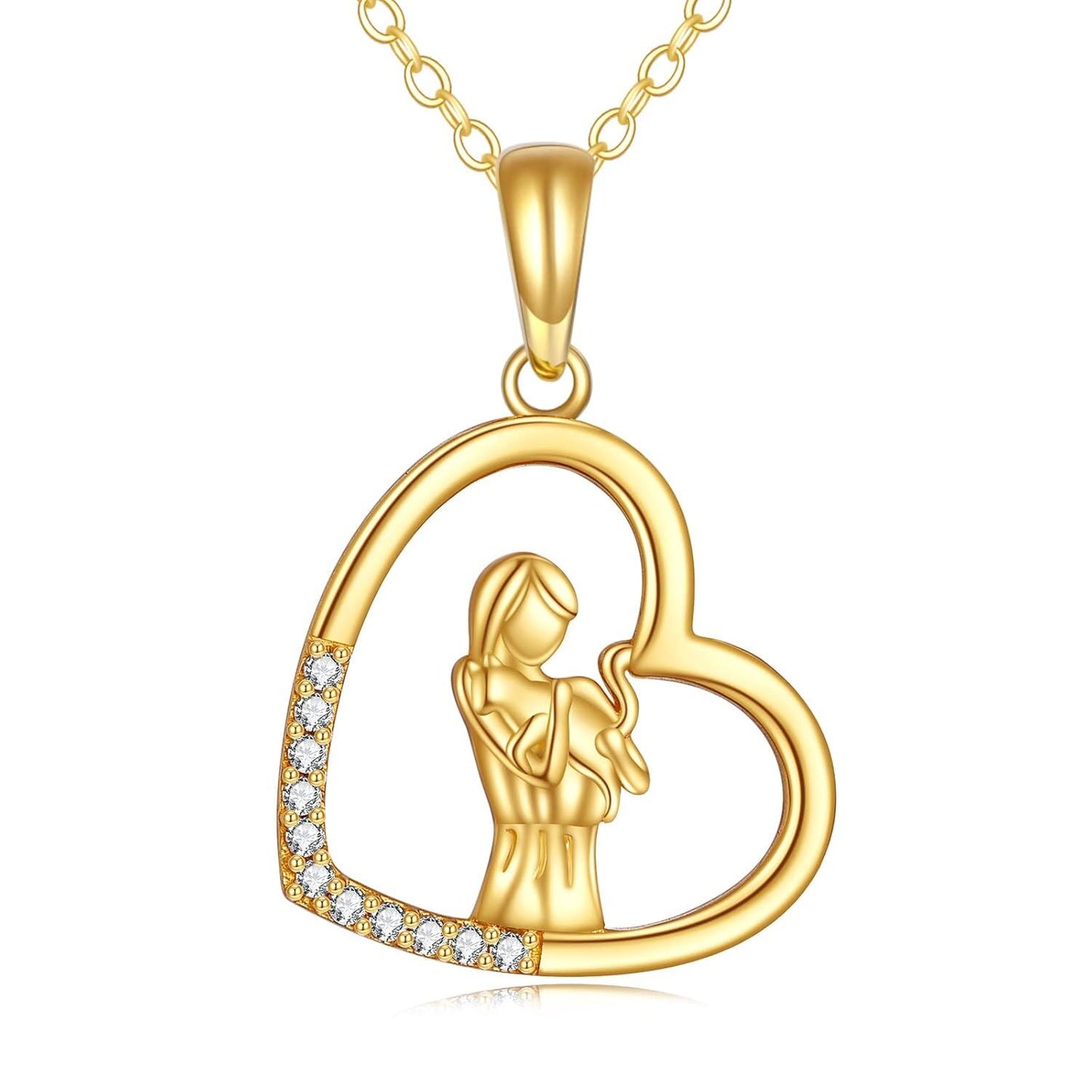 14K Gold Hummingbird Pendant Necklace CZ 18 Link Chain