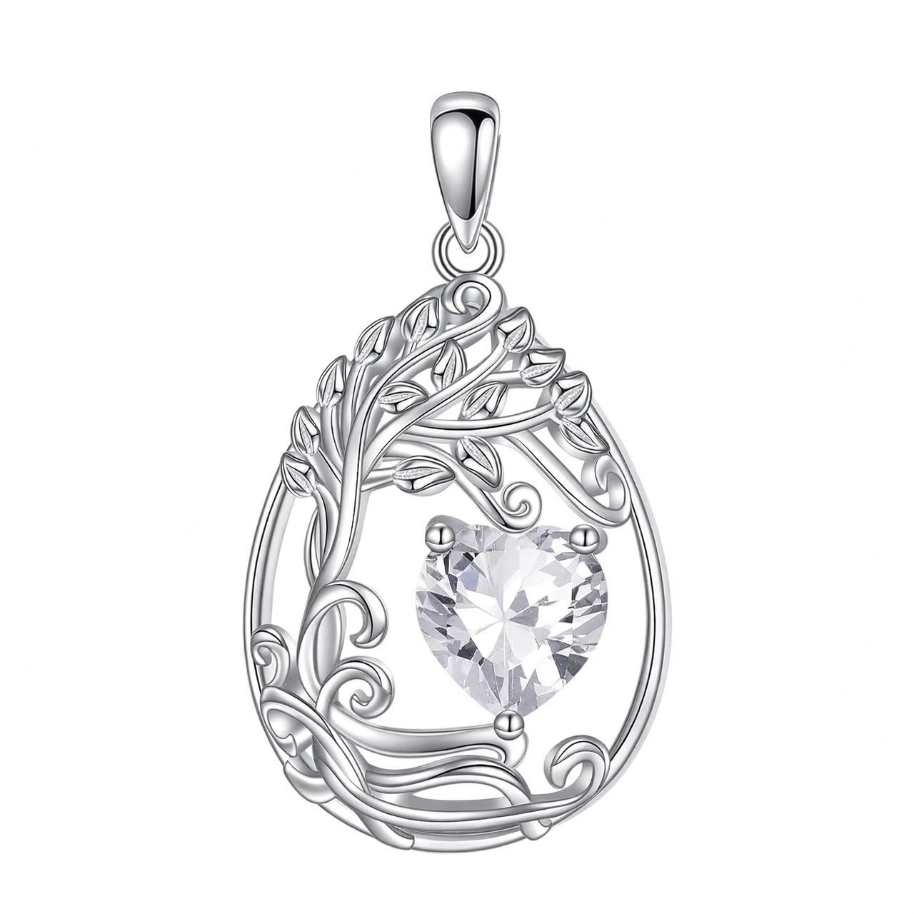 925 Silver Gold Plated Gemstone Tree Life Pendant Necklace