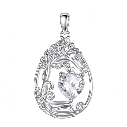 925 Silver Gold Plated Gemstone Tree Life Pendant Necklace