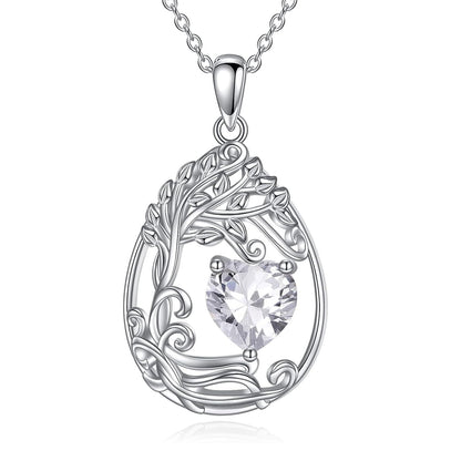 925 Silver Gold Plated Gemstone Tree Life Pendant Necklace