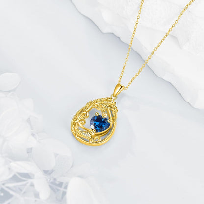 925 Silver Gold Plated Gemstone Tree Life Pendant Necklace