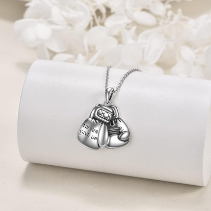 925 Silver Boxing Glove Pendant Necklace Men Women
