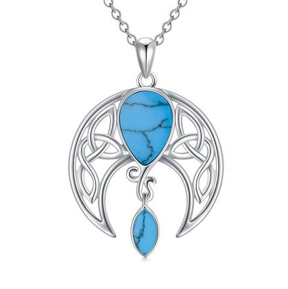 925 Sterling Silver Birthstone Crystal Celtic Moon Goddess Pendant