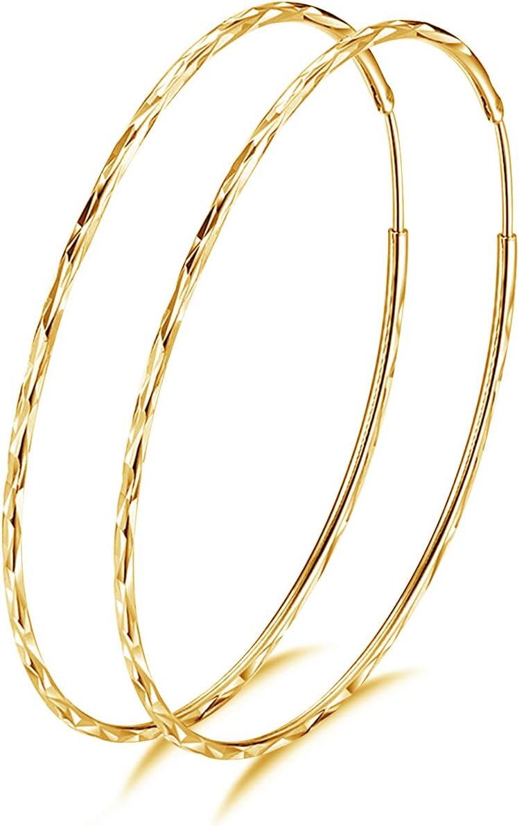925 Sterling Silver Gold-Plated Classic Hoop Earrings