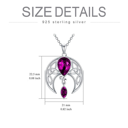 925 Sterling Silver Birthstone Crystal Celtic Moon Goddess Pendant