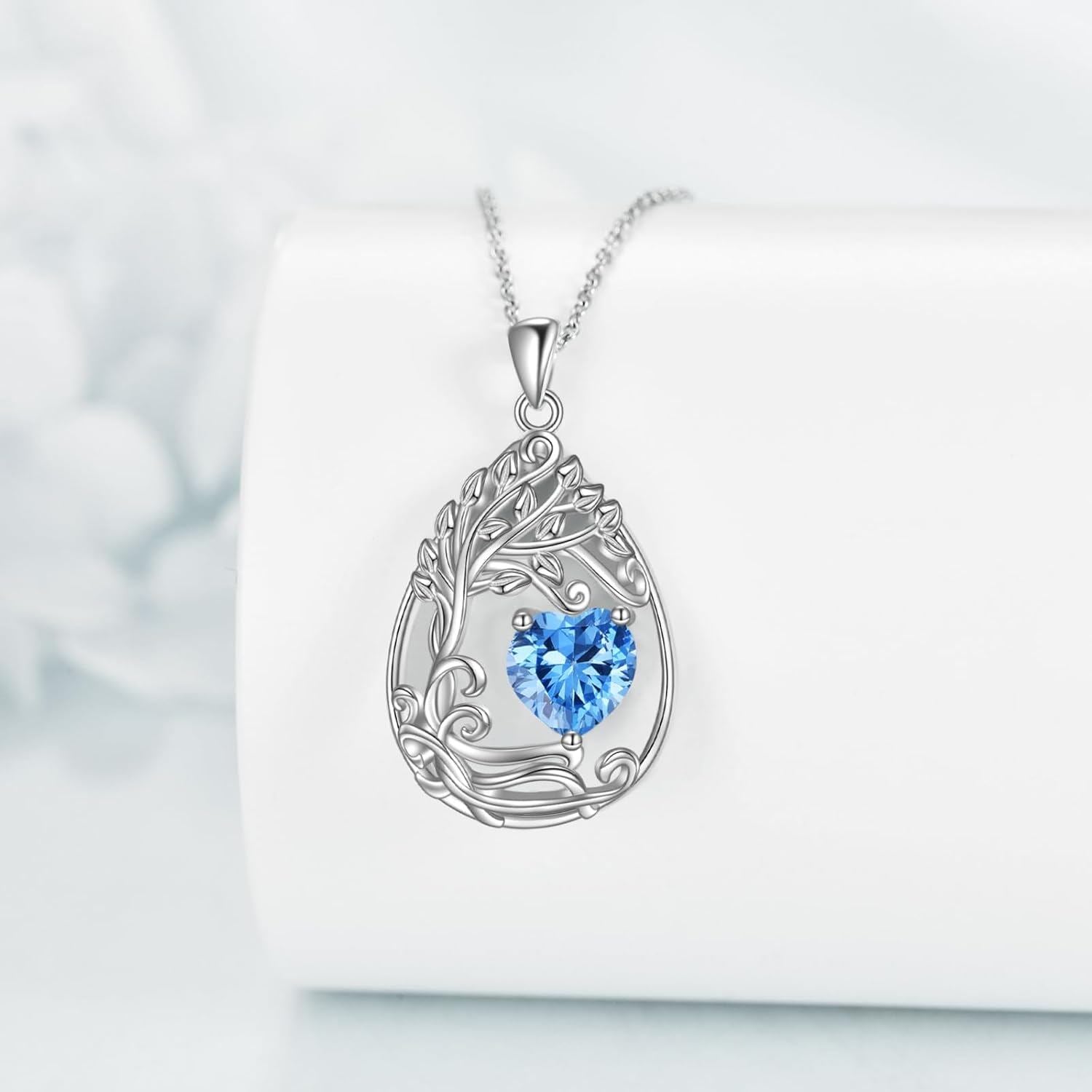 925 Silver Gold Plated Gemstone Tree Life Pendant Necklace