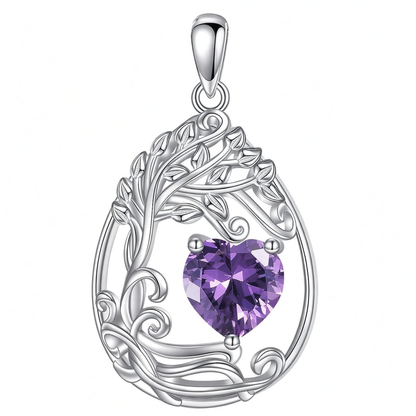 925 Silver Gold Plated Gemstone Tree Life Pendant Necklace
