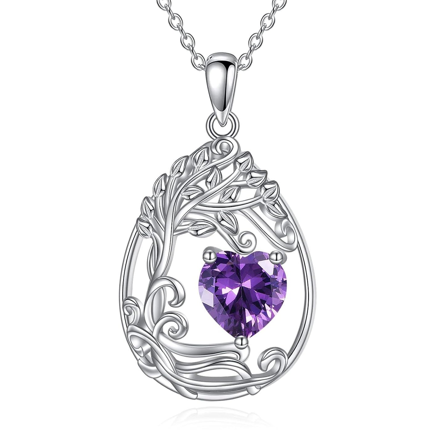 925 Silver Gold Plated Gemstone Tree Life Pendant Necklace
