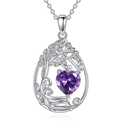925 Silver Gold Plated Gemstone Tree Life Pendant Necklace