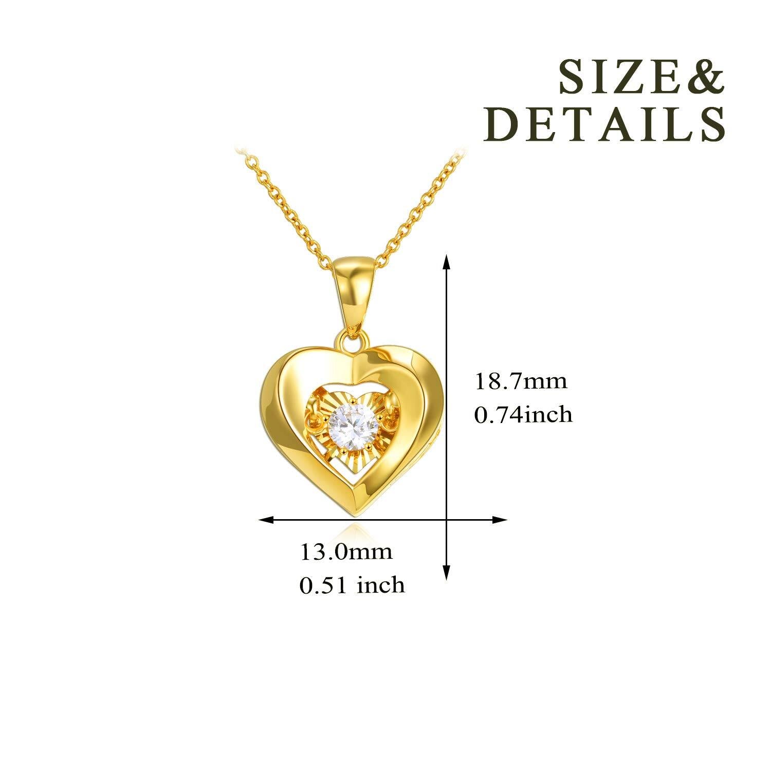 18K Gold Heart Pendant Necklace Diamond Accent Women