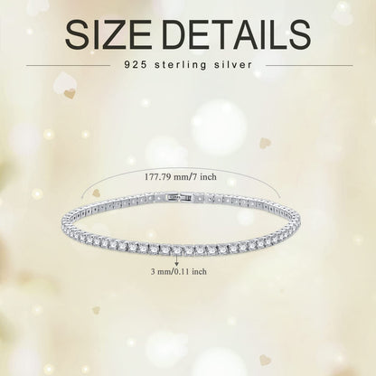 925 Sterling Silver Cubic Zirconia Tennis Bracelet