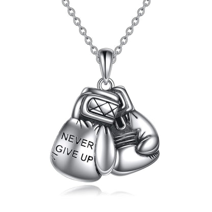 925 Silver Boxing Glove Pendant Necklace Men Women