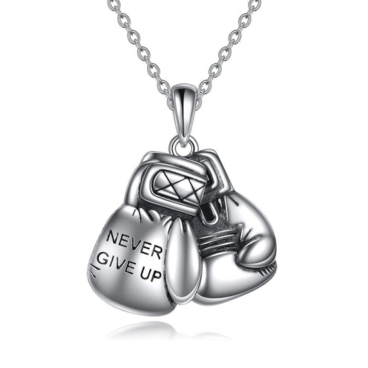 925 Silver Boxing Glove Pendant Necklace Men Women