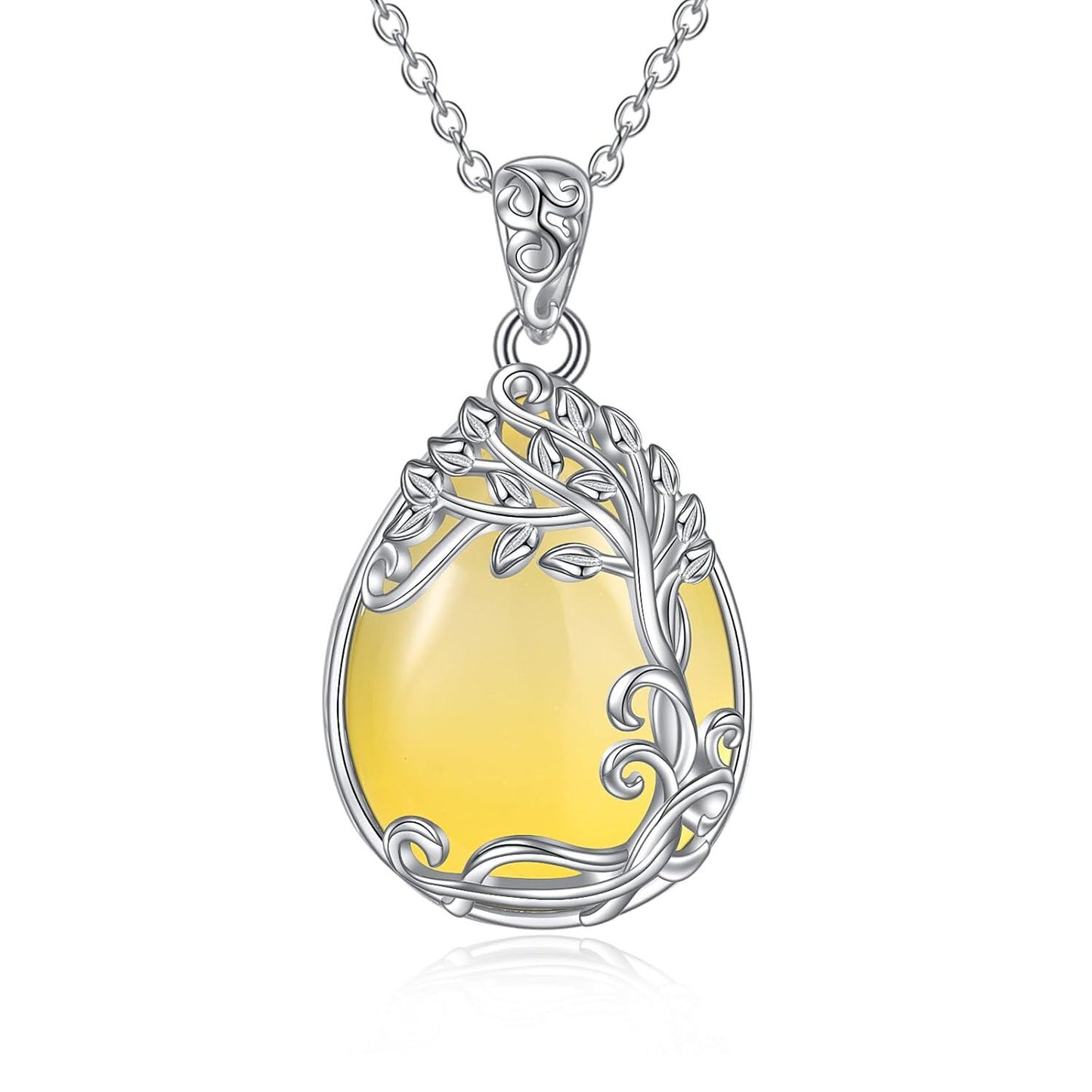 925 Sterling Silver Filigree Teardrop Pendant Necklace for Women