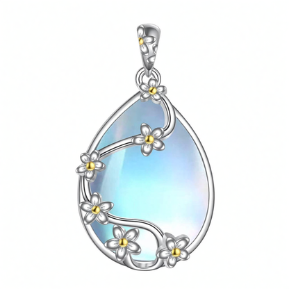 925 Sterling Silver Filigree Teardrop Pendant Necklace for Women