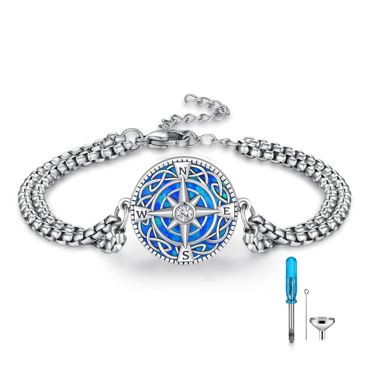 925 Silver Opal Urn Bracelet Cremation Memorial Jewelry