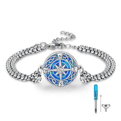 925 Silver Opal Urn Bracelet Cremation Memorial Jewelry
