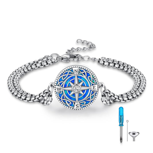 925 Silver Opal Urn Bracelet Cremation Memorial Jewelry