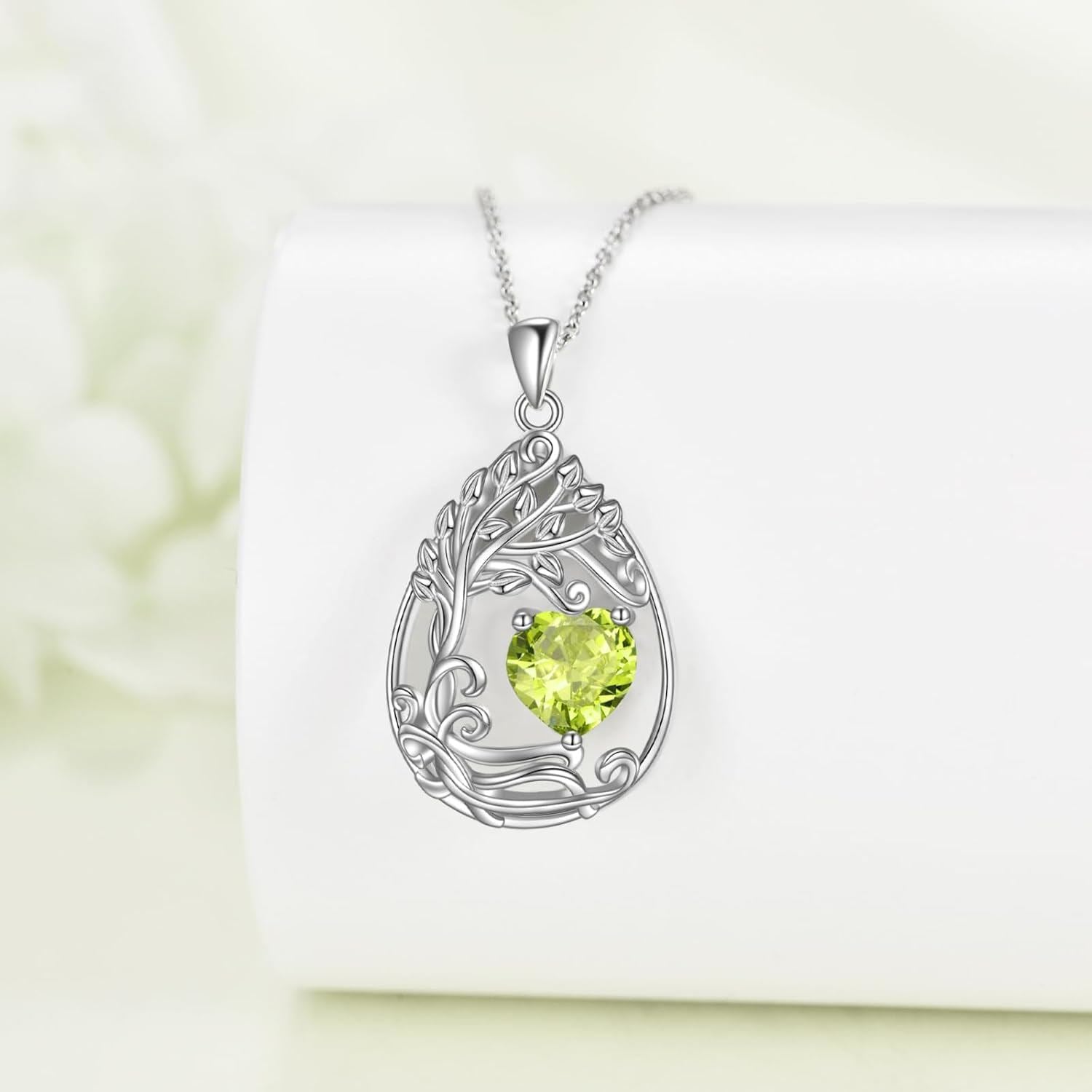 925 Silver Gold Plated Gemstone Tree Life Pendant Necklace