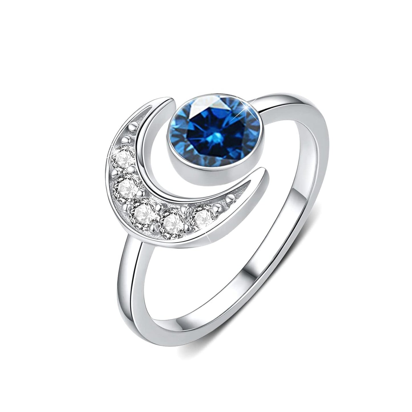 925 Silver Moonstone Birthstone Adjustable Open Ring Women