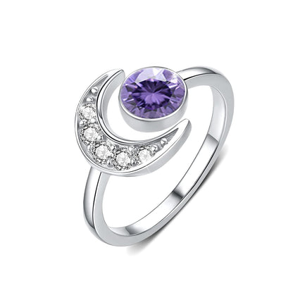 925 Silver Moonstone Birthstone Adjustable Open Ring Women