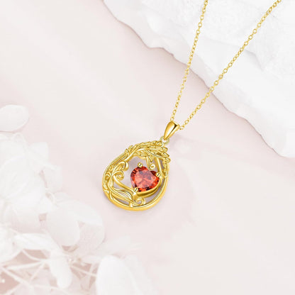 925 Silver Gold Plated Gemstone Tree Life Pendant Necklace