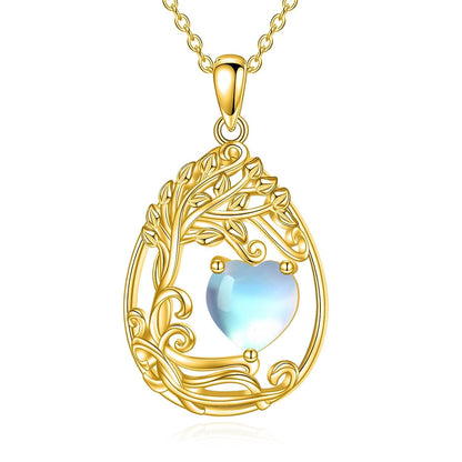 925 Silver Gold Plated Gemstone Tree Life Pendant Necklace