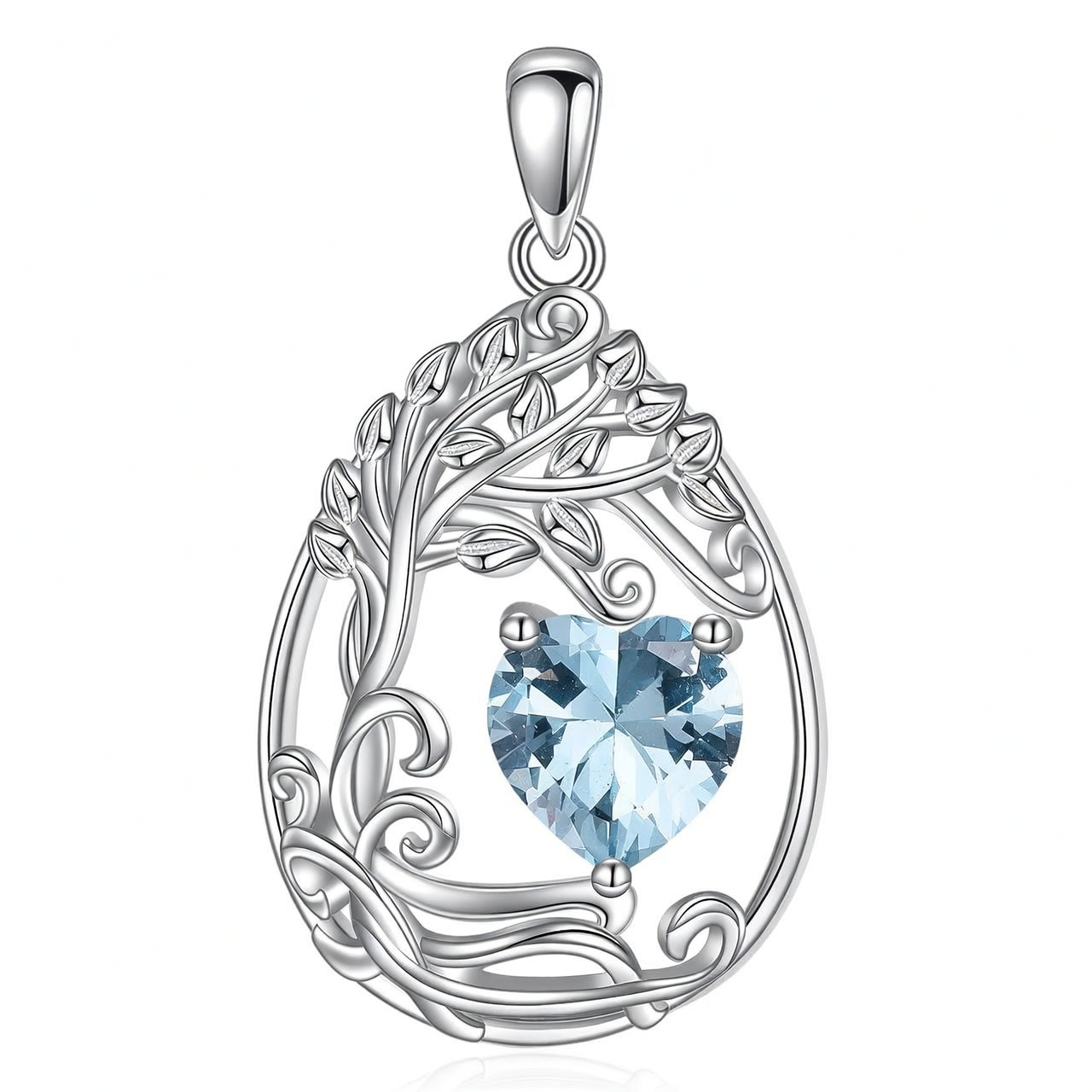 925 Silver Gold Plated Gemstone Tree Life Pendant Necklace