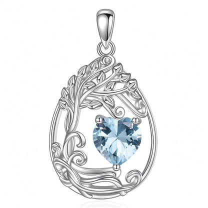 925 Silver Gold Plated Gemstone Tree Life Pendant Necklace