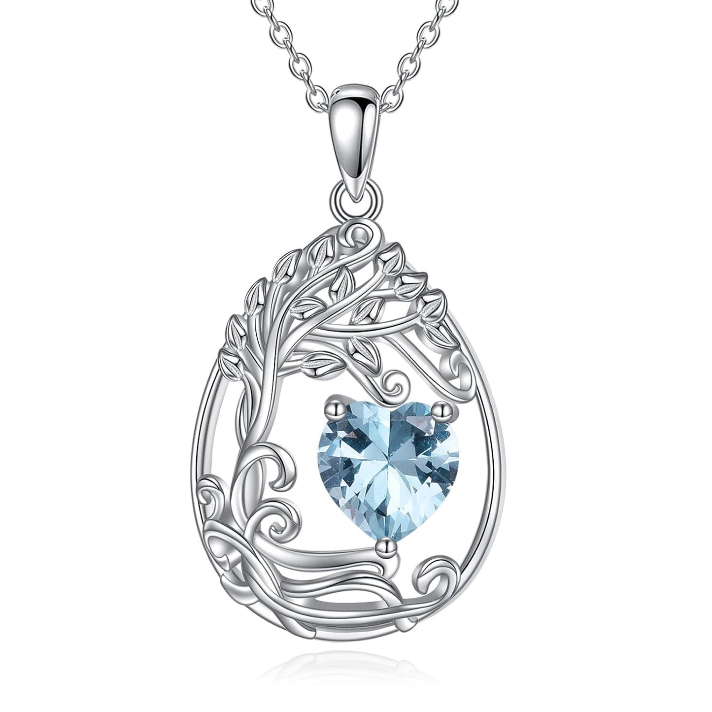 925 Silver Gold Plated Gemstone Tree Life Pendant Necklace