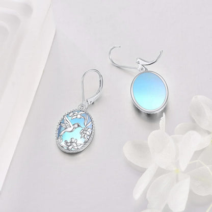Gold Plated 925 Silver Onyx Hummingbird Drop Earrings