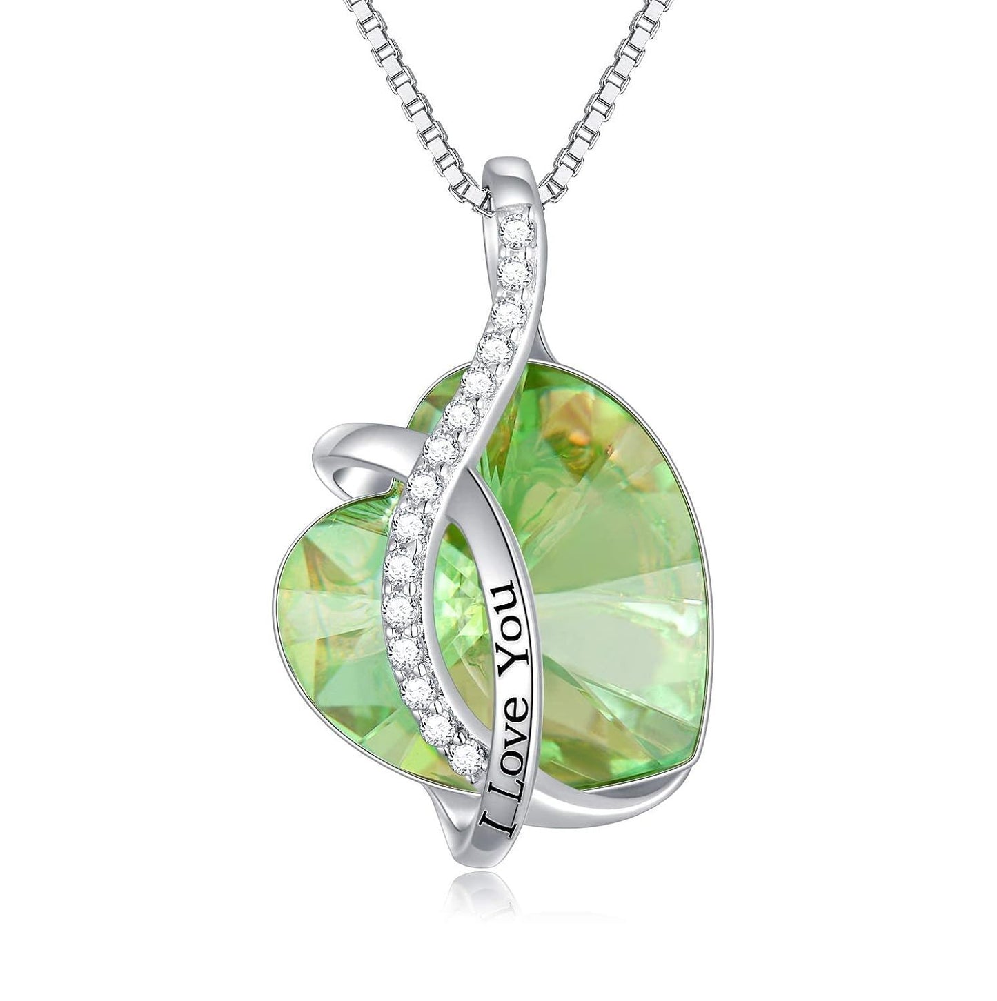 925 Silver Austrian Crystal 12 Birthstone Heart Necklace