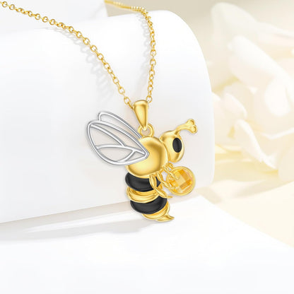 Gold Plated Sterling Silver & Citrine Bee Pendant Necklace - 925 Silver, 4.5mm Gem, 18+2 Chain, Lobster Clasp, Hypoallergenic Gift for Women