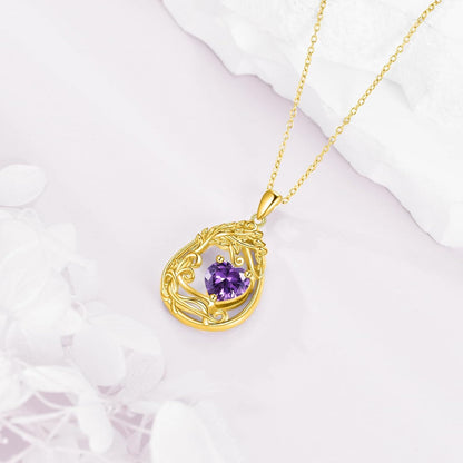 925 Silver Gold Plated Gemstone Tree Life Pendant Necklace