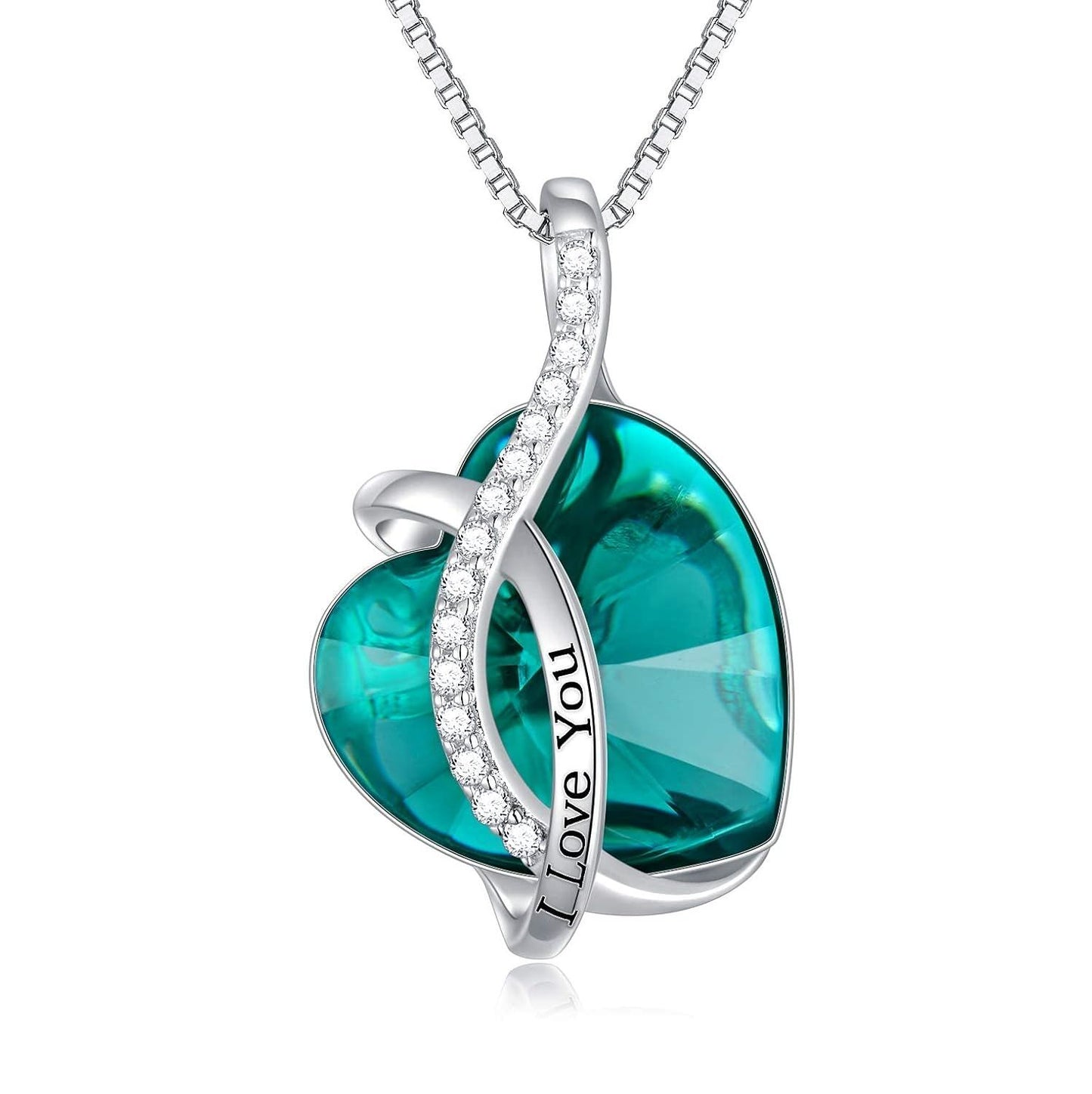 925 Silver Austrian Crystal 12 Birthstone Heart Necklace