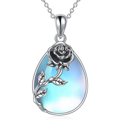 925 Sterling Silver Filigree Teardrop Pendant Necklace for Women