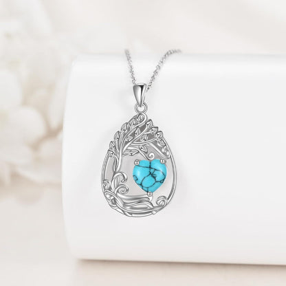925 Silver Gold Plated Gemstone Tree Life Pendant Necklace