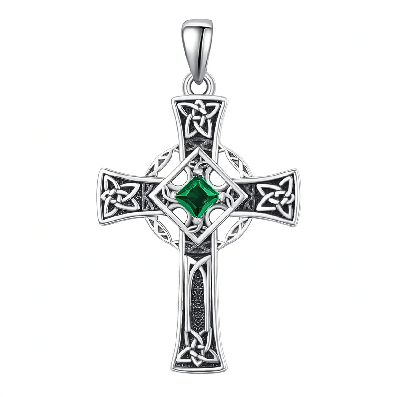 925 Silver Garnet Celtic Cross Necklace Men 22 Inch Chain