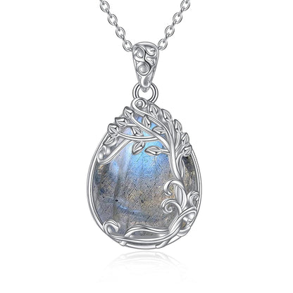 925 Sterling Silver Filigree Teardrop Pendant Necklace for Women
