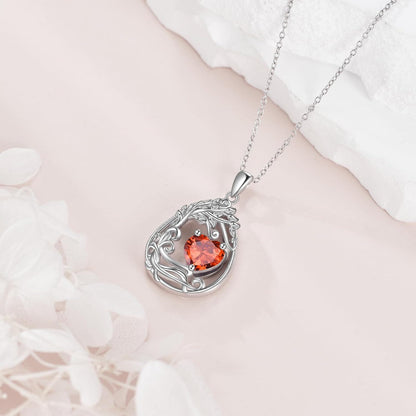 925 Silver Gold Plated Gemstone Tree Life Pendant Necklace