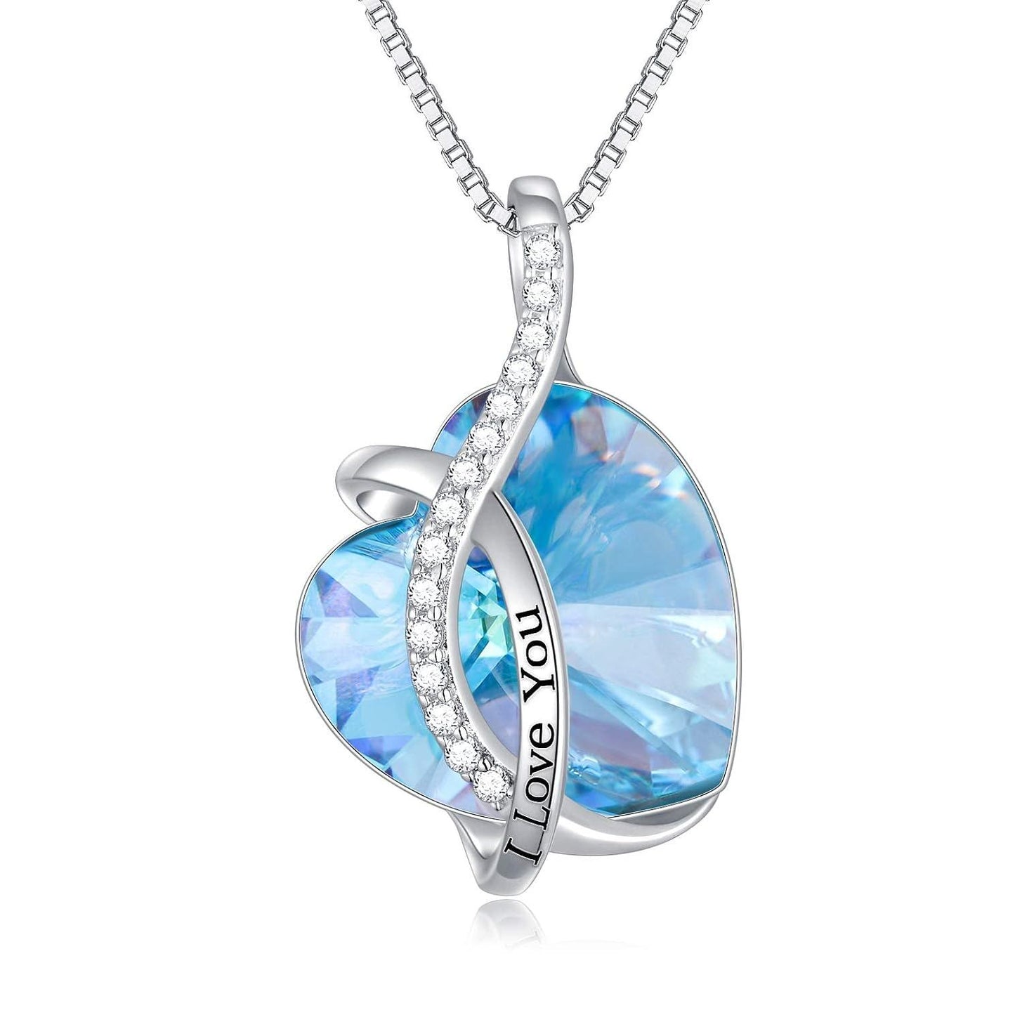925 Silver Austrian Crystal 12 Birthstone Heart Necklace