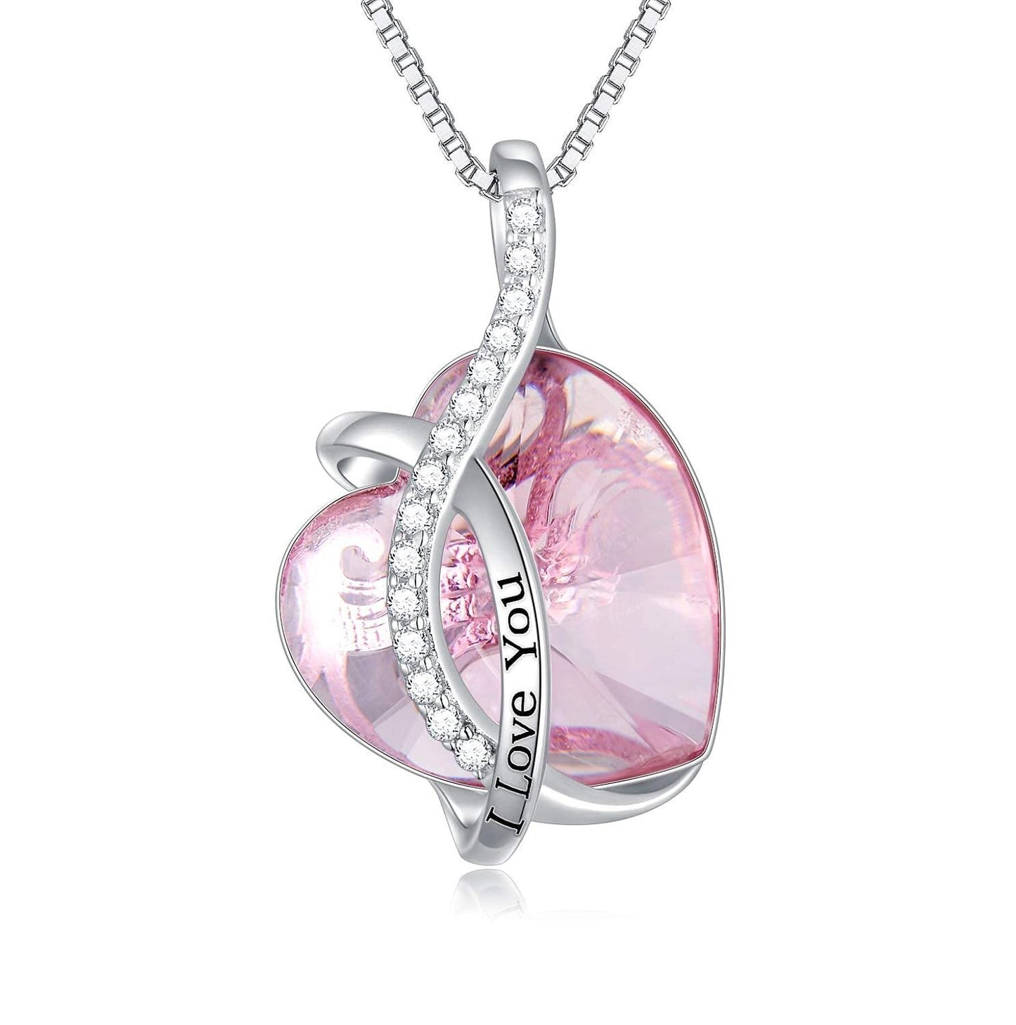 925 Silver Austrian Crystal 12 Birthstone Heart Necklace