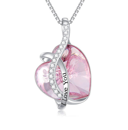 925 Silver Austrian Crystal 12 Birthstone Heart Necklace
