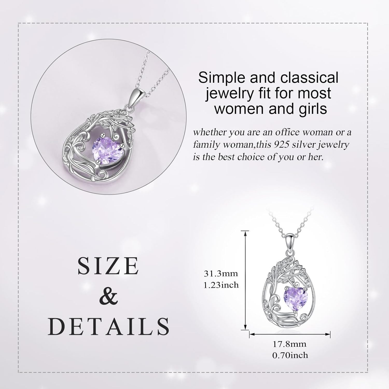 925 Silver Gold Plated Gemstone Tree Life Pendant Necklace