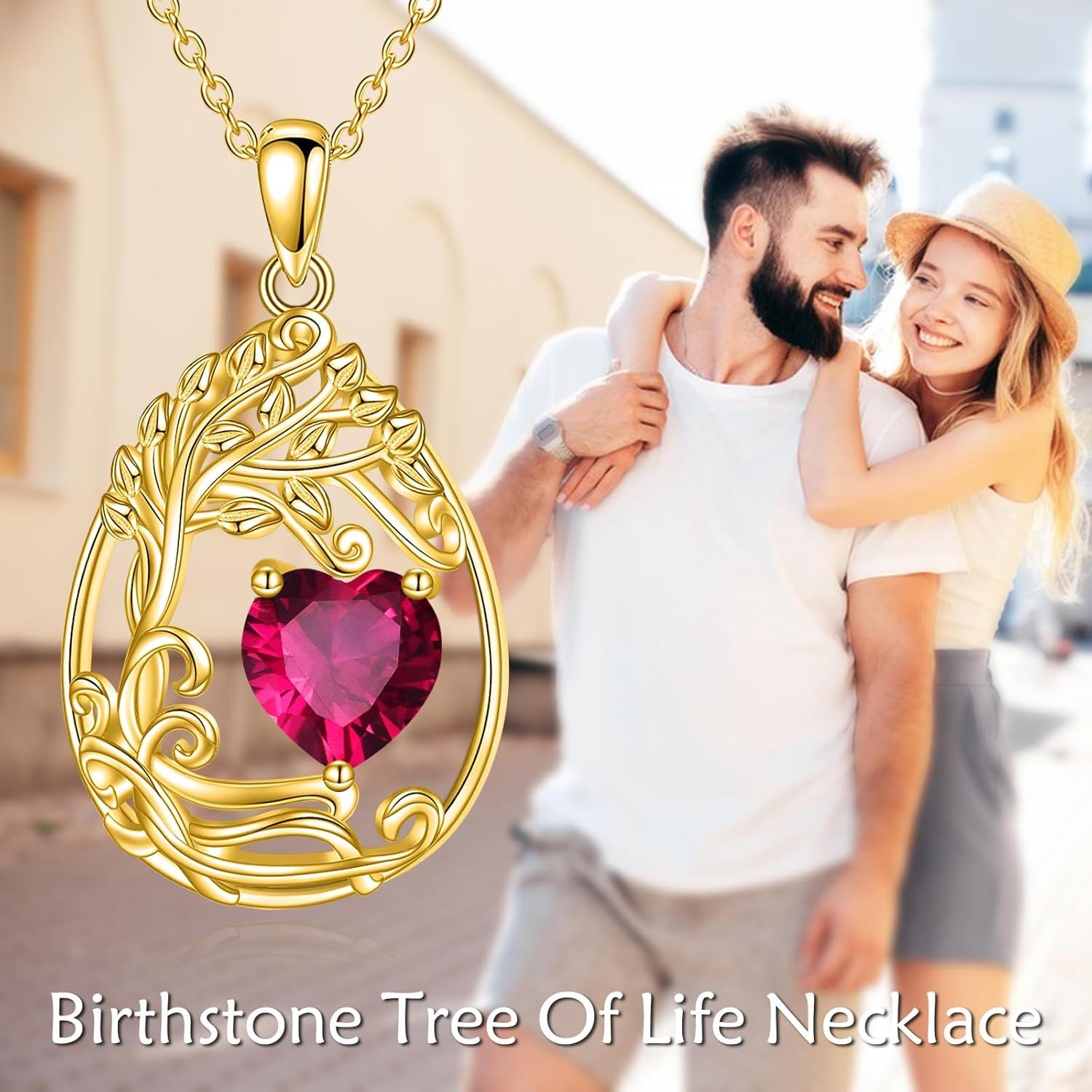 925 Silver Gold Plated Gemstone Tree Life Pendant Necklace