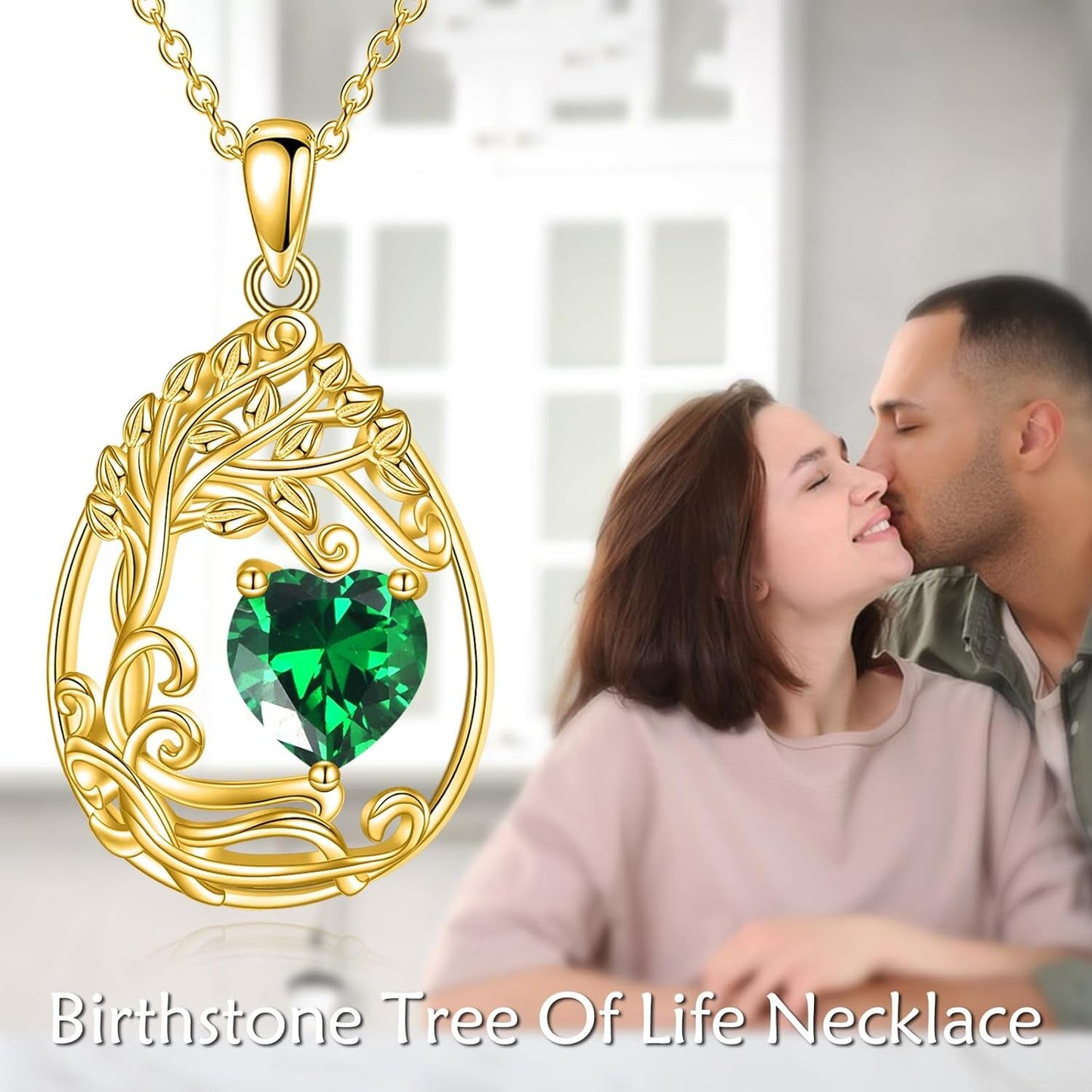 925 Silver Gold Plated Gemstone Tree Life Pendant Necklace