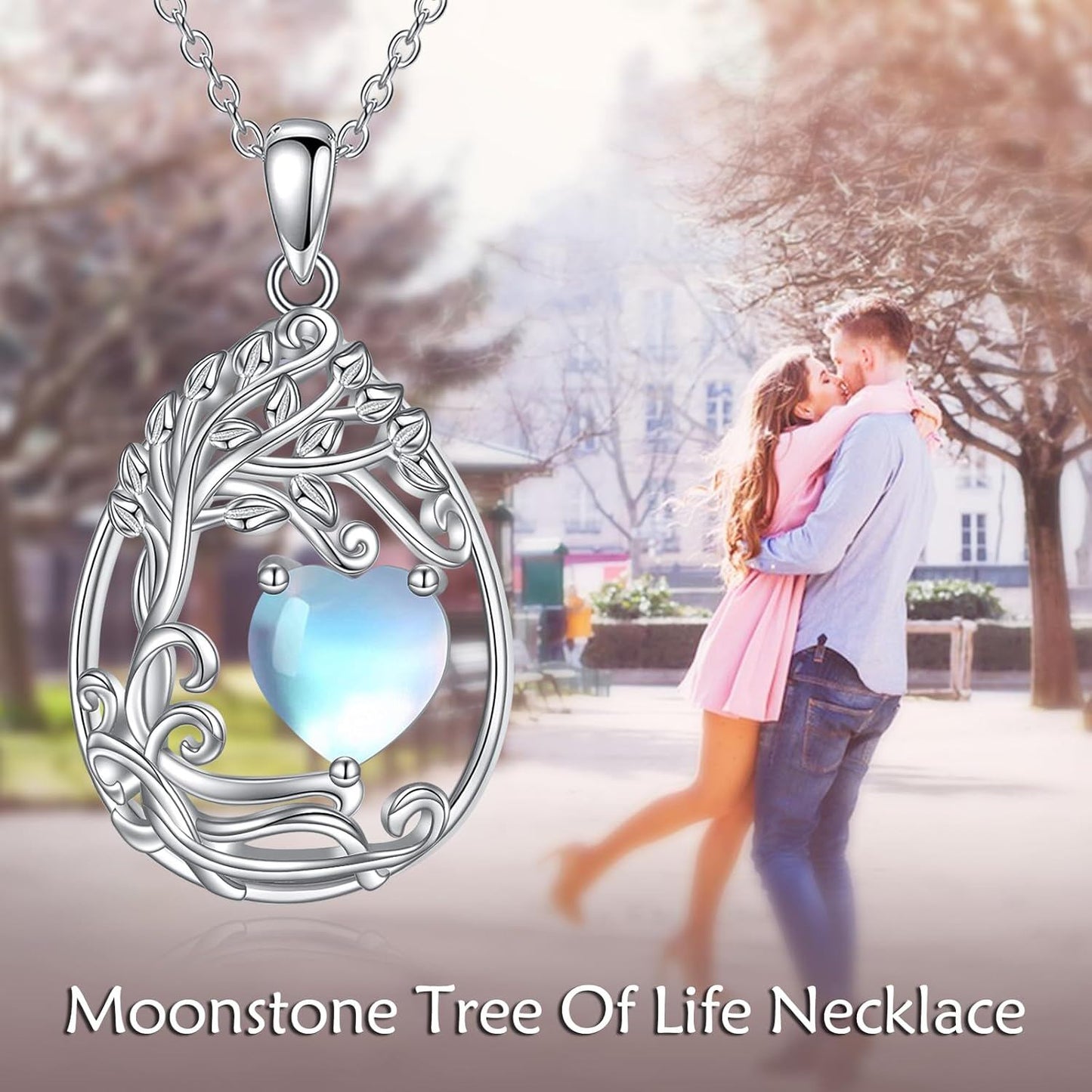 925 Silver Gold Plated Gemstone Tree Life Pendant Necklace